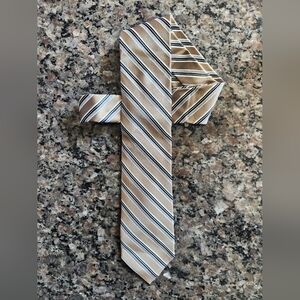 Striped Leaded Gold and Black Men's Silk Tie